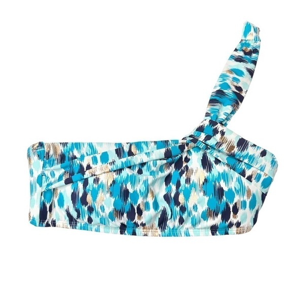 NWT La Blanca Size 4 Seaglass Shores One Shoulder Bikini Top Aquamarine - Picture 3 of 7